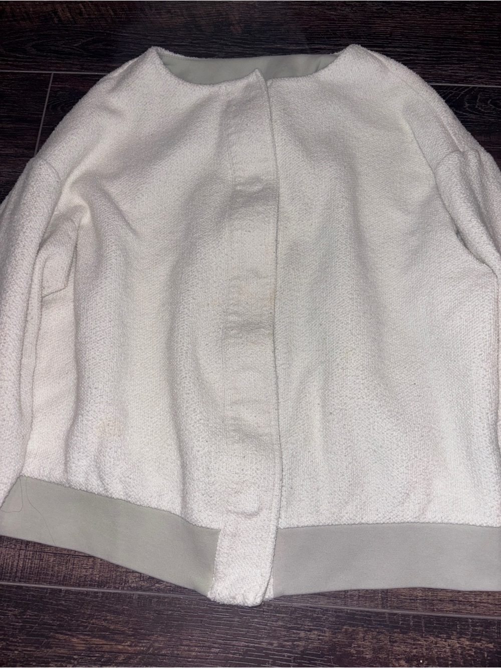 Varley Cream Teddy Bouclé Jacket with Contrast Hem - Picture 2 of 7